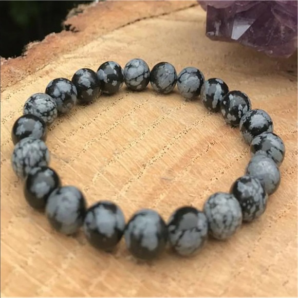 Snowflake obsidian gemstone bracelet - Picture 4 of 4